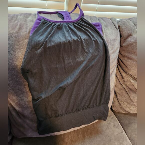 Lululemon No Limits Tank - Purple And Black Sleeveless Top Built In Bra Workout - Picture 4 of 8